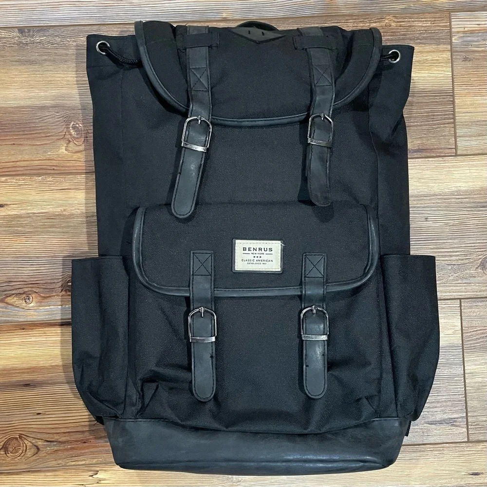 Benrus Scout Backpack Black Travel Pockets Rucksack Hike Commute Laptop Pocket - Picture 1 of 12
